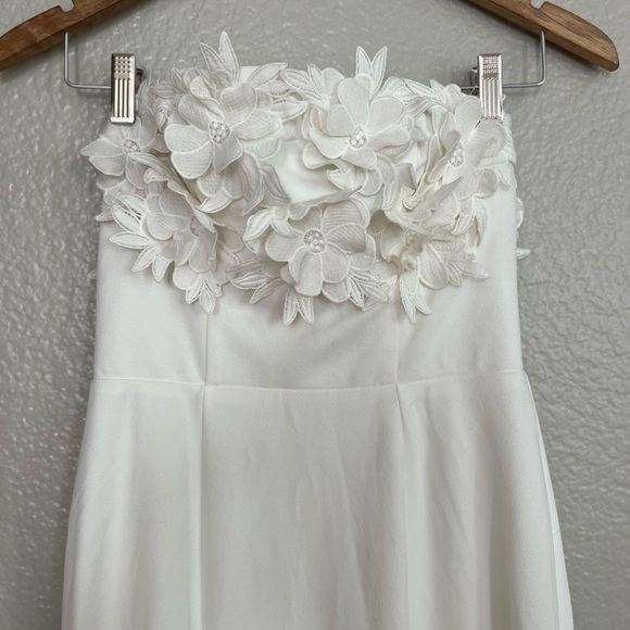 Love Garden Ivory 3D Floral Embroidered Strapless Maxi Dress - Picture 4 of 13